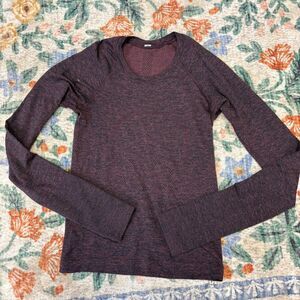 Lululemon Swiftly tech long sleeve maroon red FLAW 2